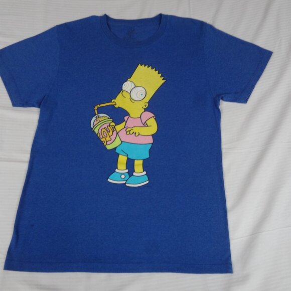 THE SIMPSONS BART DRINKING SQUISHEE DRINK BLUE MEDIUM T-SHIRT L225 (SPOT C PICS) - Picture 3 of 8